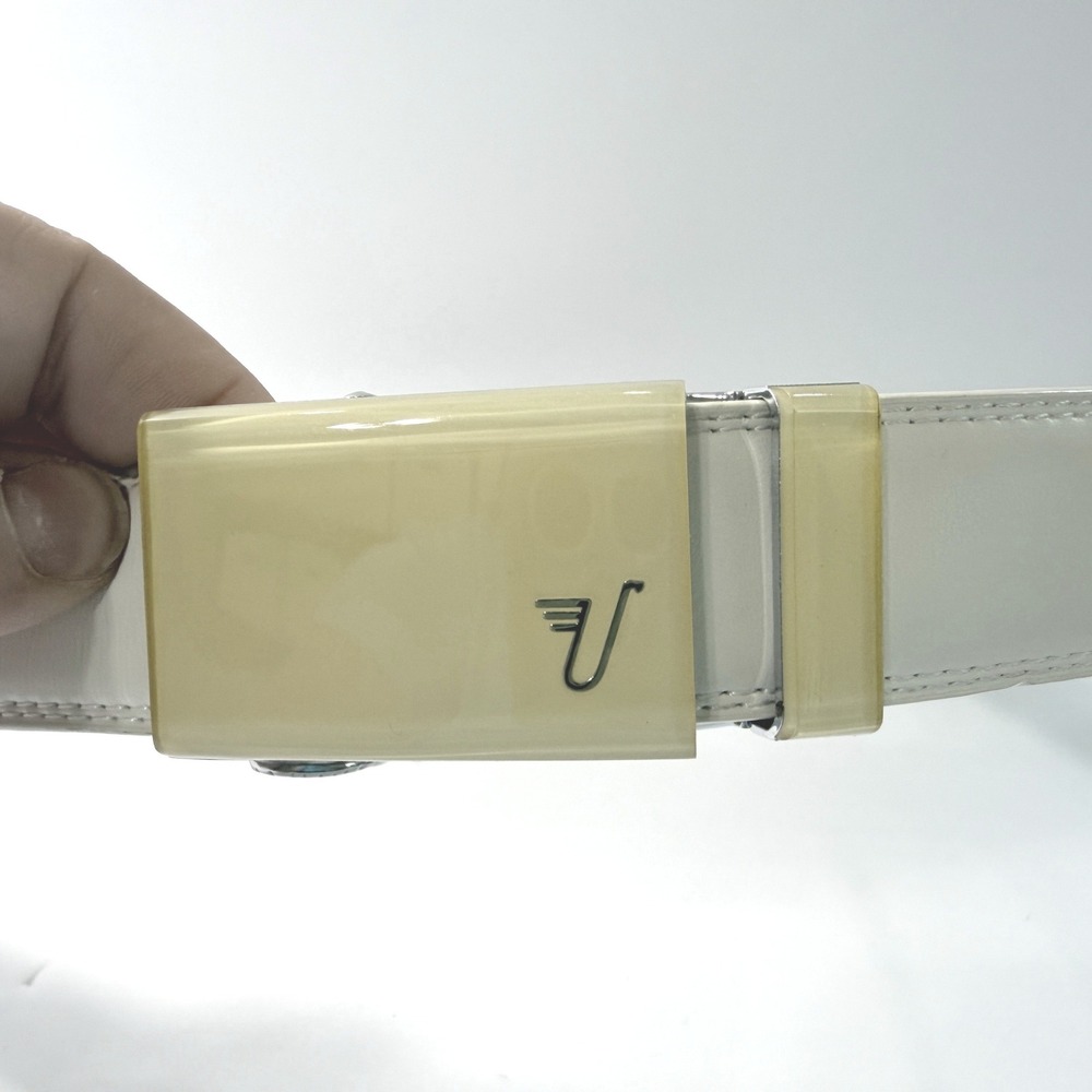 Mission Belt Mens White Leather Ratchet Belt Adjustable Golf Casual 47in - Picture 2 of 8